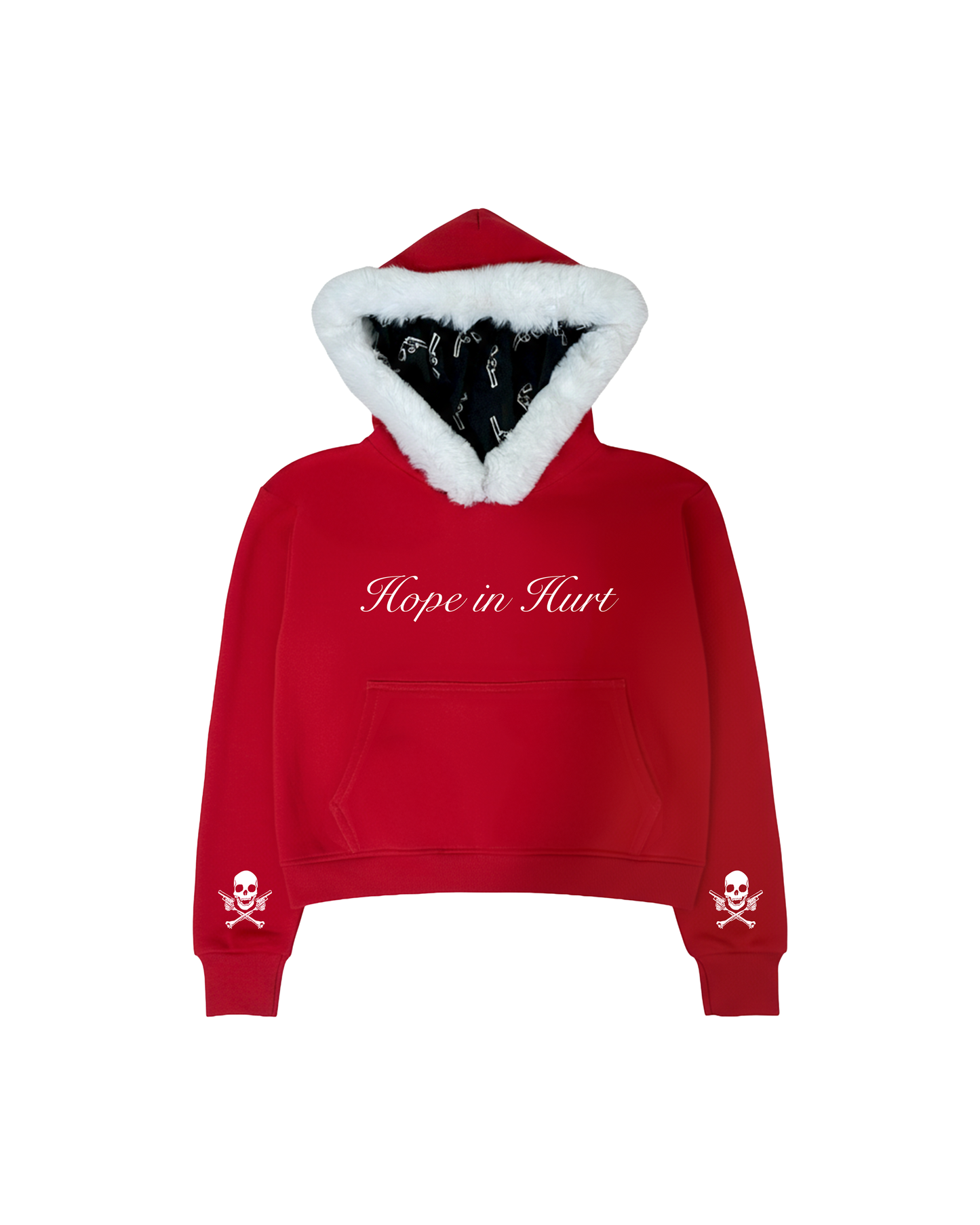 HOPE IN HURT FUR HOODIE RED