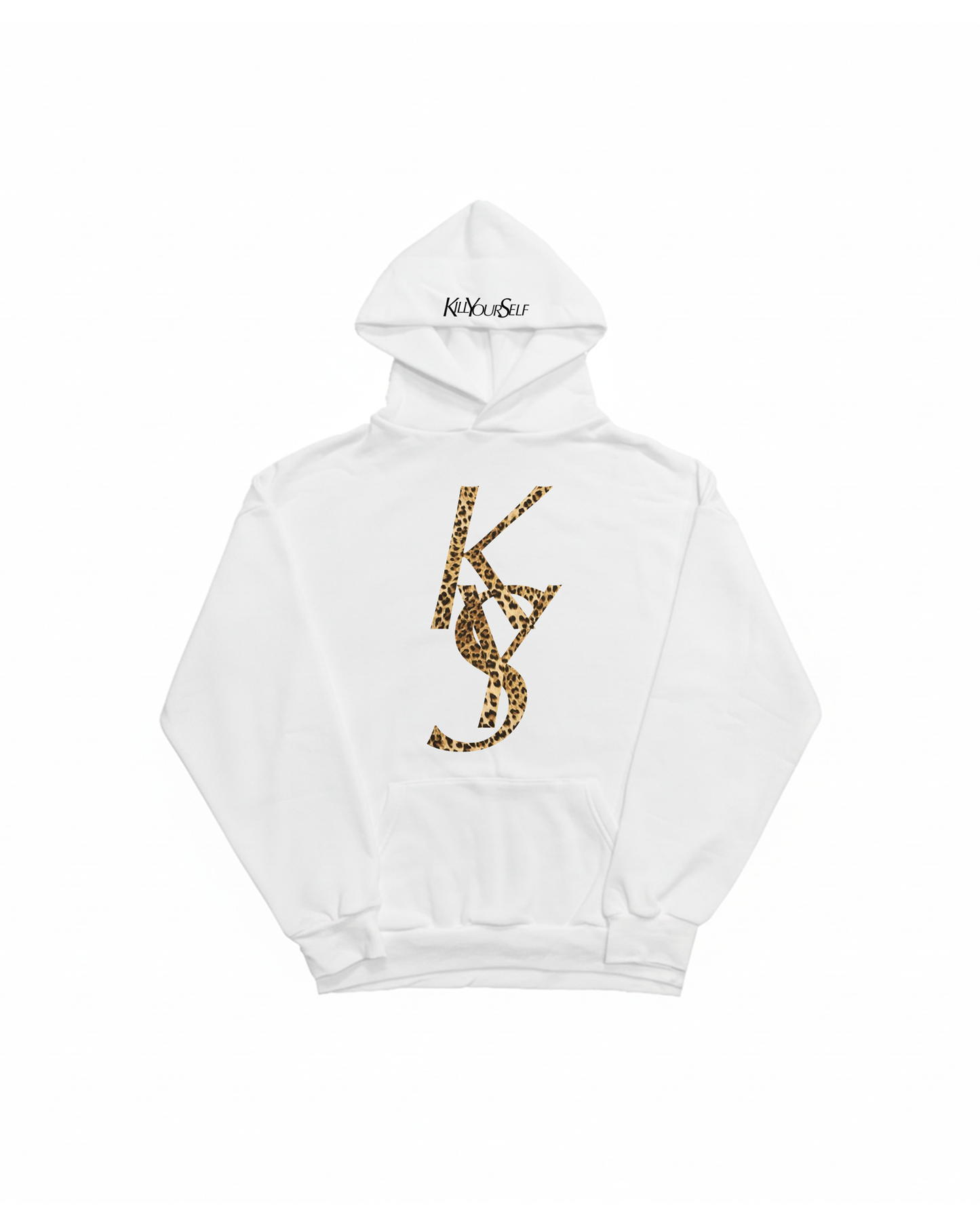LEOPARD KILL YOURSELF WHITE HOODIE